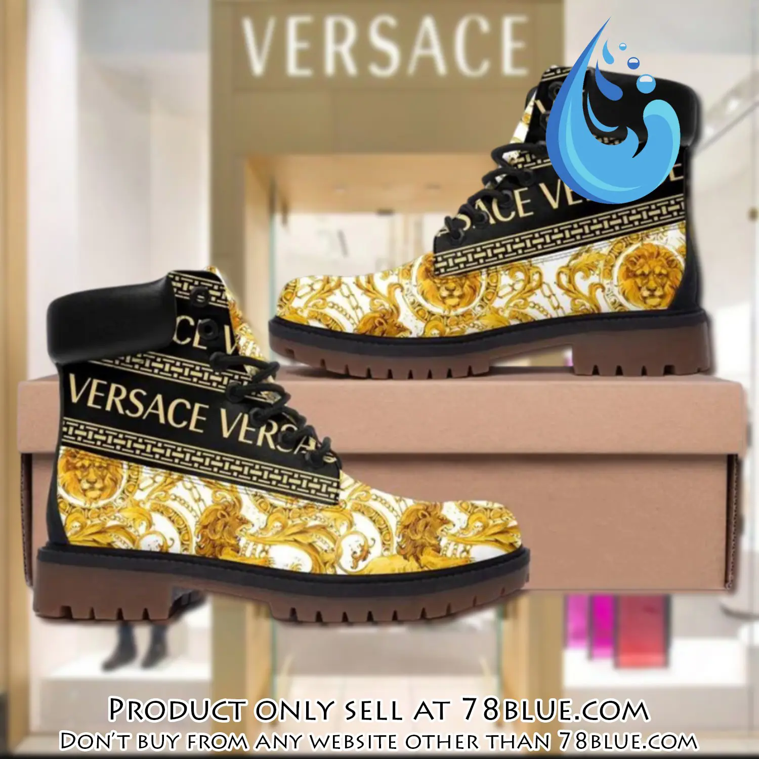 Gianni versace lion gold pattern luxury brand boots premium gifts for men women 78b5748108